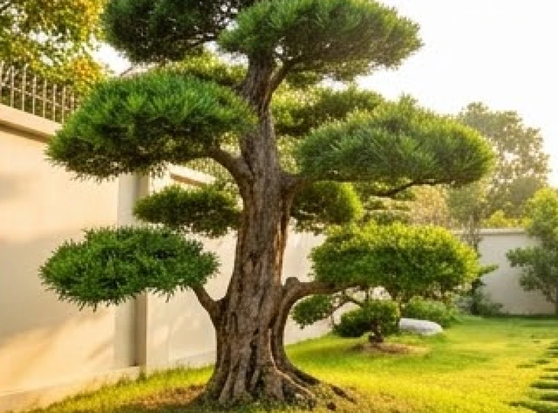 Cây trồng ngoài sân hợp tuổi Dần: phân khu và cây bóng mát 2 Cây Tùng La Hán thân gỗ vững chãi được trồng ở góc sân để làm bình phong trấn trạch