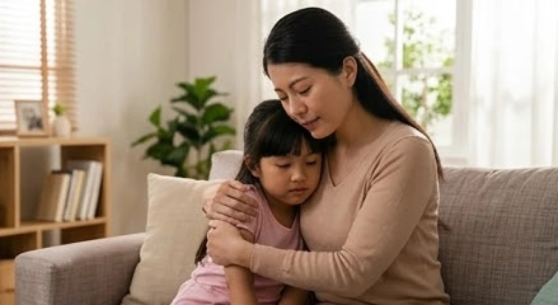 Mơ thấy con gái bị bắt cóc: Giải mã điềm báo và số may mắn 2 Người mẹ đang ôm ấp và ân cần an ủi cô con gái bé nhỏ của mình trong vòng tay ấm áp tại nhà