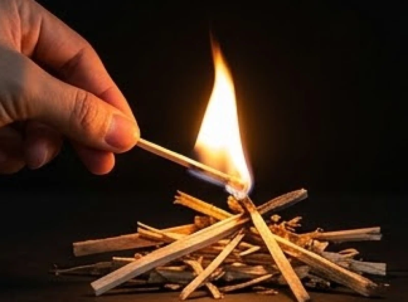 Mơ thấy đốt lửa: Điềm báo bối cảnh chủ động và mẹo hóa giải 1 Bàn tay cầm que diêm mồi ngọn lửa bùng lên mạnh mẽ thể hiện sự chủ động khi mơ thấy đốt lửa