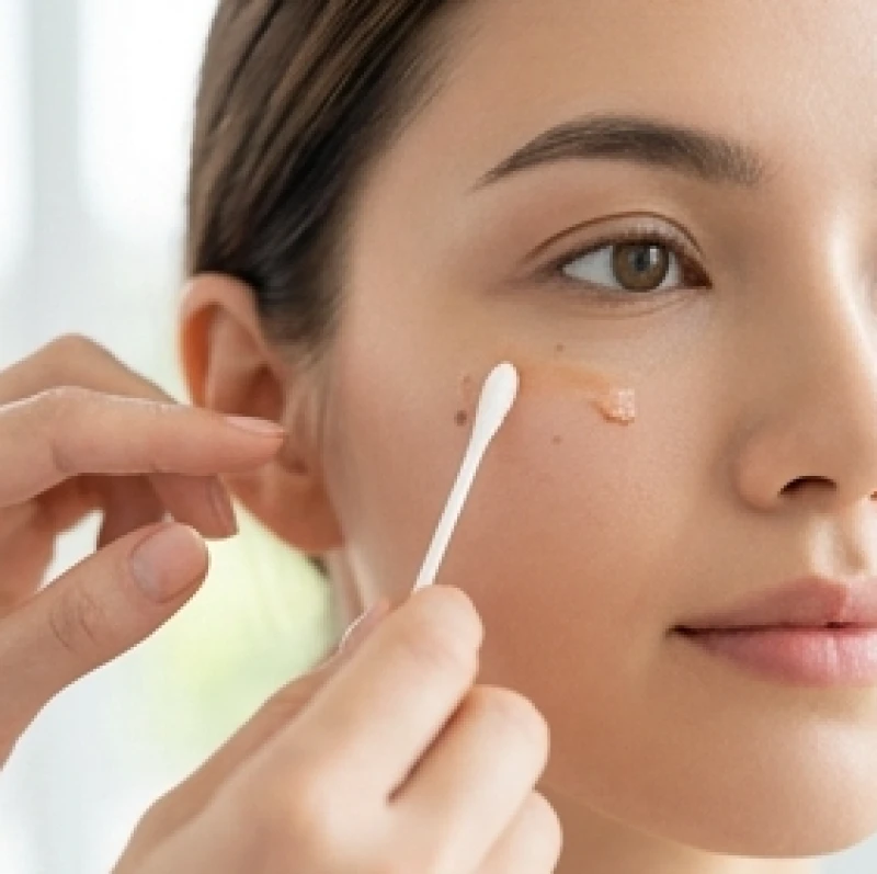 Nốt ruồi lệ: Giải mã tướng số, chi phí và cách tẩy an toàn 8 Dùng tăm bông chấm thuốc mỡ nhẹ nhàng lên vết thương nốt ruồi lệ sau laser