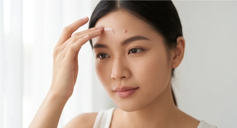 Các bước thoa kem trị sẹo và chăm sóc vùng da ấn đường sau khi tẩy nốt ruồi bằng công nghệ laser