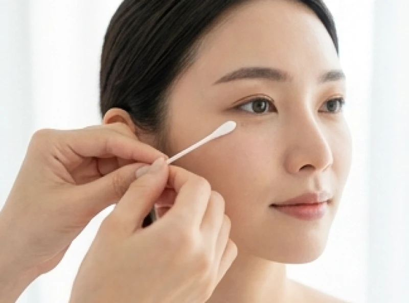 Dùng tăm bông và nước muối sinh lý vệ sinh nhẹ nhàng vùng da vừa chiếu tia laser