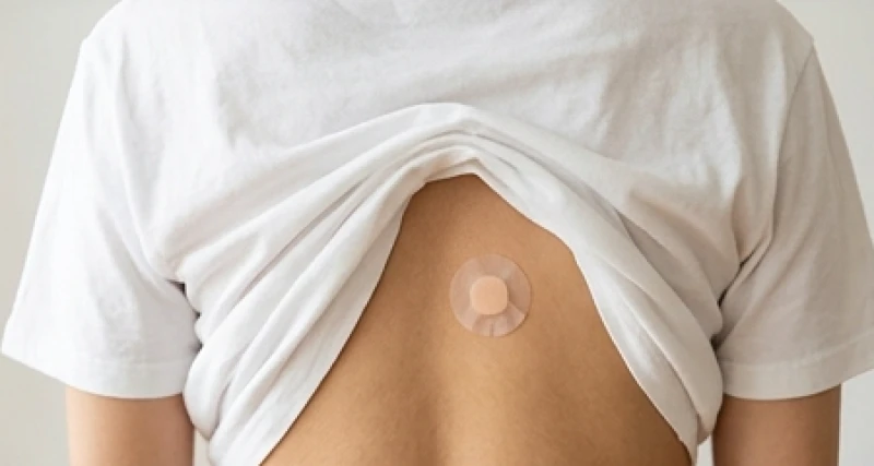 Một miếng dán bảo vệ hydrocolloid được dán che phủ vết thương vừa tẩy nốt ruồi trên lưng