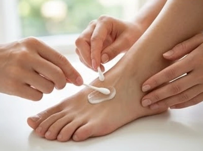 Bôi kem dưỡng phục hồi cẩn thận lên vùng da mu bàn chân sau khi vừa thực hiện tẩy nốt ruồi