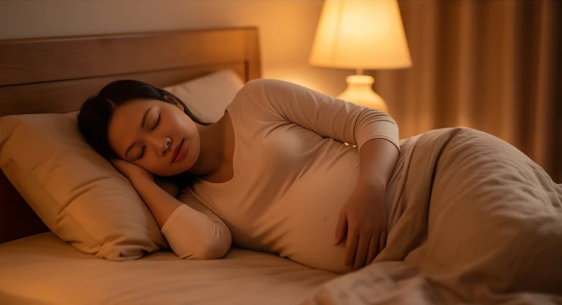 Mơ thấy bia mộ: Giải mã điềm báo và góc nhìn tâm lý học 6 Mẹ bầu nằm ngủ bình yên trong không gian phòng ngủ có ánh sáng vàng dịu nhẹ và ấm áp