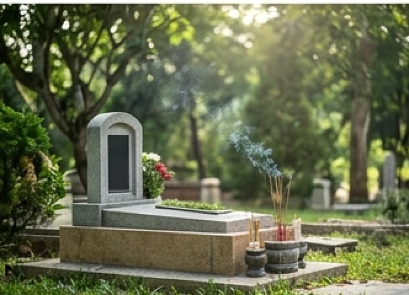 Khung cảnh thanh bình khi dọn dẹp và thắp hương tại khu lăng mộ gia tiên giữa không gian thiên nhiên tĩnh lặng