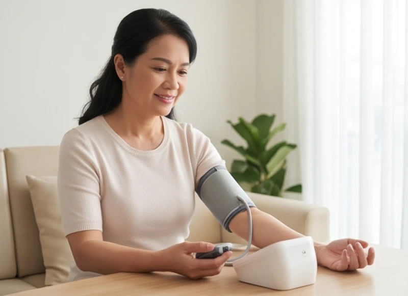 Người lớn tuổi kiểm tra huyết áp tại nhà nhằm theo dõi sát sao tình trạng sức khỏe hệ tuần hoàn