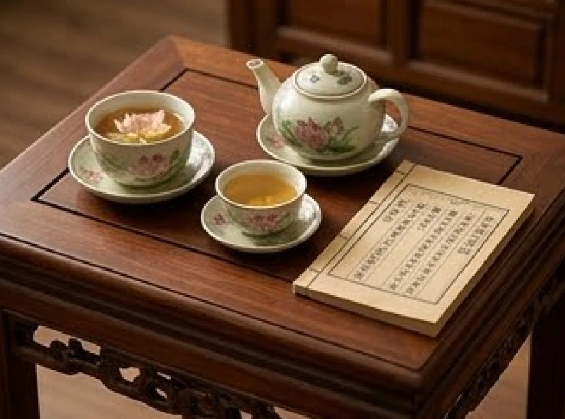 Tử vi tuổi Canh Dần 1950 năm 2027: giải hạn và sức khỏe tuổi 78 1 Cuốn sổ tử vi phong thủy đặt cạnh ấm trà sen ấm áp trên chiếc bàn gỗ cổ tại phòng khách