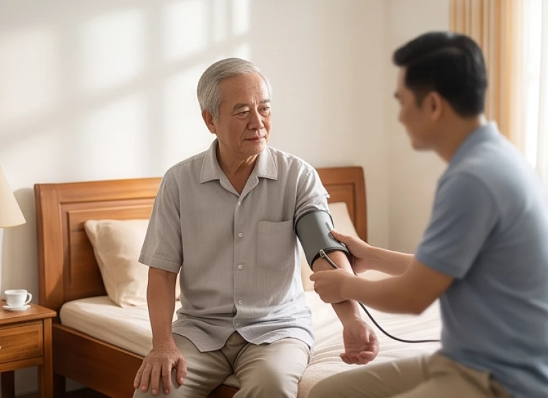 Đo huyết áp thường xuyên giúp người cao tuổi phòng tránh nguy cơ từ hạn Huỳnh Tuyền