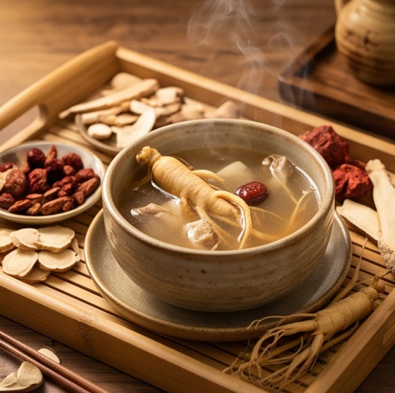 Tử vi tuổi Kỷ Dậu 1969 năm 2026: Vận hạn chi tiết và cách cúng sao 4 Chén canh sâm nóng hổi và các vị thuốc đông y bồi bổ sức khỏe đặt trên khay tre