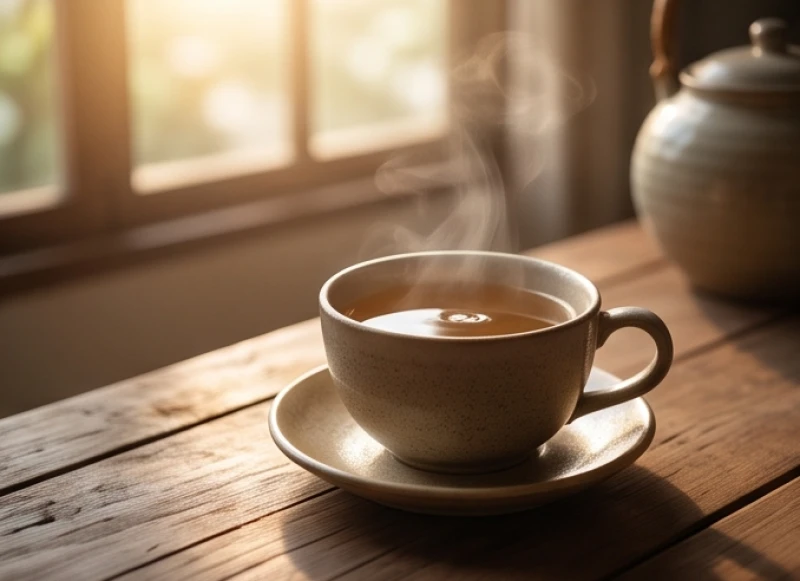 Tách trà thảo mộc nóng ấm mang lại sự an tĩnh cho sức khỏe người lớn tuổi