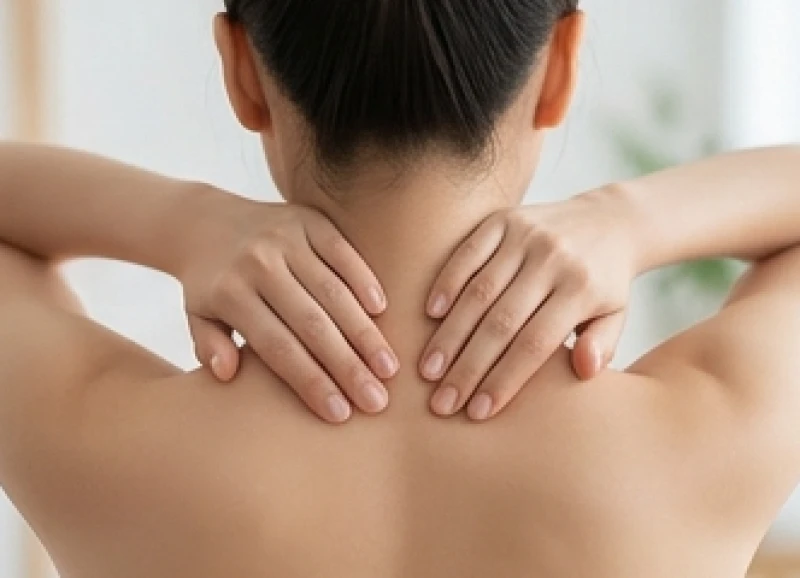 Người thực hành các bài tập xoa bóp thư giãn vùng cổ vai gáy để phòng ngừa bệnh xương khớp