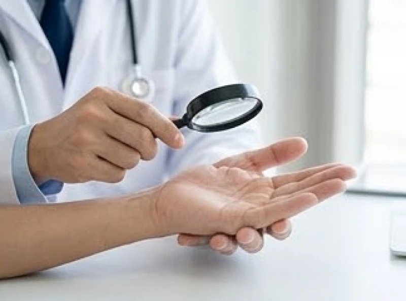 Có nên tin vào đường chỉ tay không: Giải mã từ y học và tâm lý 2 Bác sĩ dùng kính lúp kiểm tra kỹ nếp gấp ngang duy nhất trên lòng bàn tay bệnh nhân để chẩn đoán
