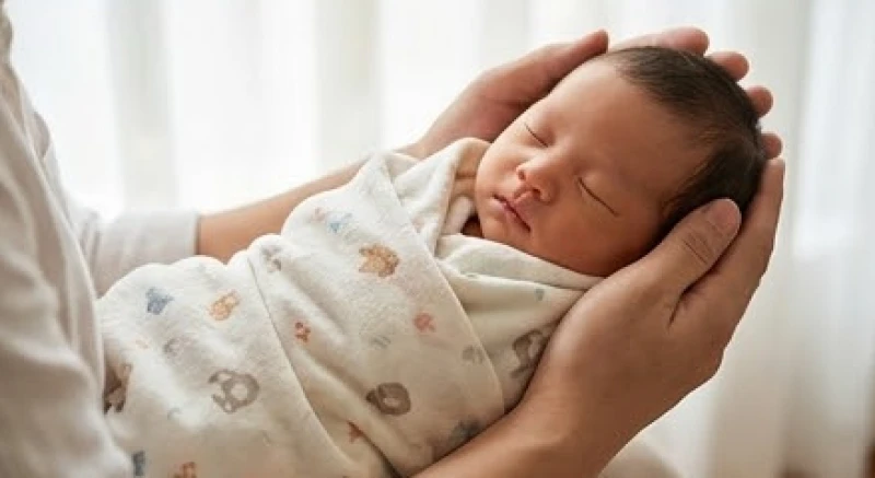 Mơ thấy mẹ có bầu: Điềm báo phong thủy và con số may mắn 7 Đôi bàn tay cẩn thận nâng niu và ủ ấm một em bé sơ sinh đỏ hỏn đang chìm sâu trong giấc ngủ