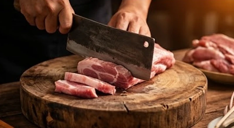 Nhát chém dứt khoát trên thớt gỗ tượng trưng cho việc cắt đứt mọi muộn phiền