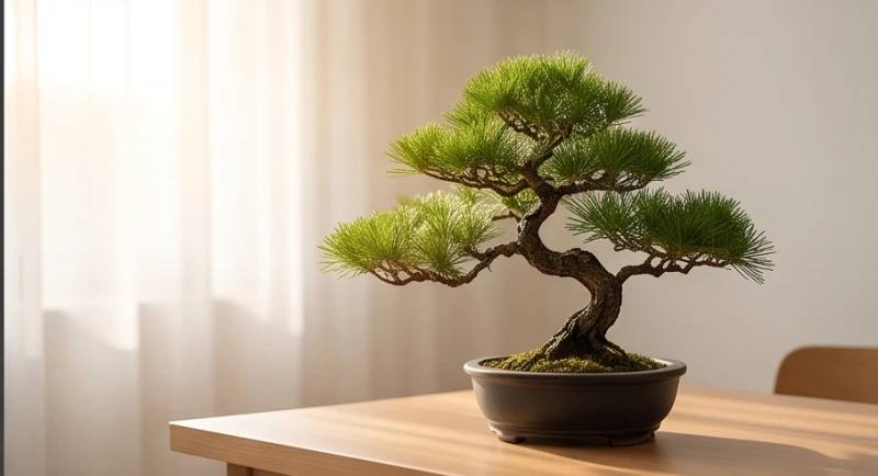Cây trồng trong nhà hợp tuổi Thân: Vị trí đặt và đại kỵ phong thủy 5 Chậu bonsai tùng bồng lai dáng đẹp được đặt trang trọng trên bàn học, đem lại cảm giác bình yên và thư thái