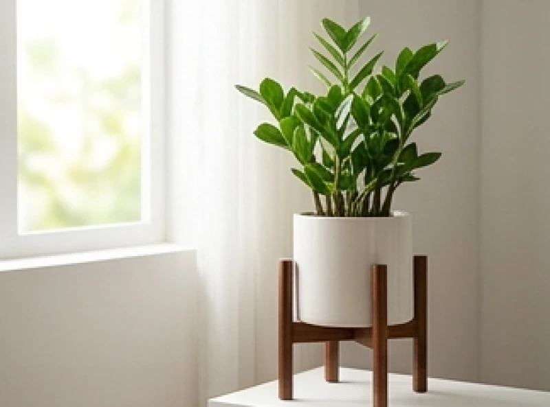 Chậu cây Kim Tiền xanh tốt đặt trong chậu sứ trắng mang lại sinh khí và sự thịnh vượng cho không gian sống
