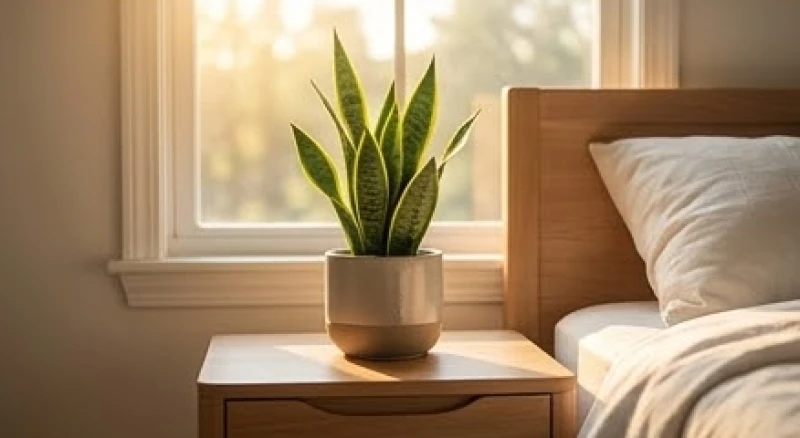 Chậu cây lưỡi hổ nhỏ đặt cạnh cửa sổ phòng ngủ giúp cân bằng lại phong thủy và xua tan khí xấu sau cơn ác mộng