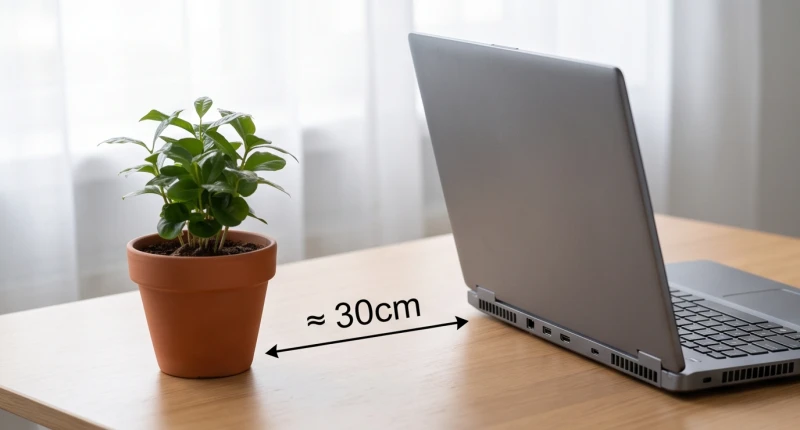 Cây để bàn hợp tuổi Sửu: Đối chiếu ngũ hành và hướng đặt 1 Không gian bàn làm việc gọn gàng với một chậu cây cảnh mini vươn cao tràn đầy sức sống