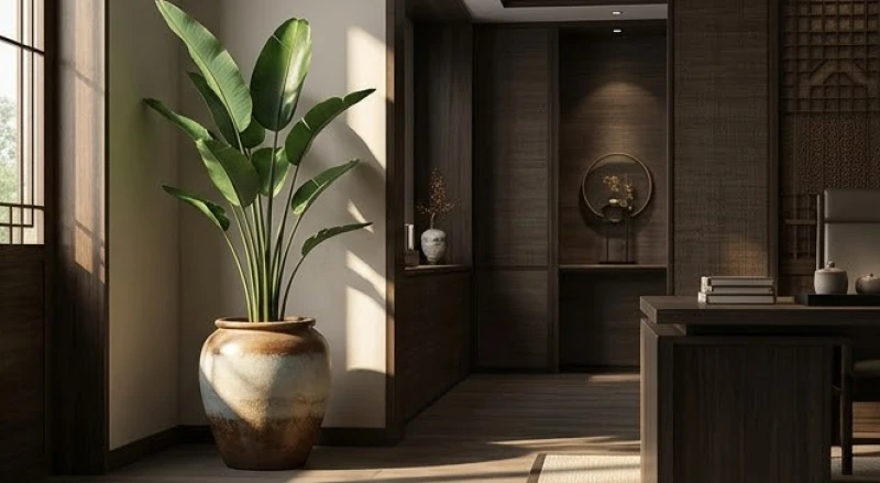 Tài lộc tuổi Tỵ: Vận hạn từng năm sinh và cách đo cung tài lộc 13 Chậu cây hành Mộc dáng vươn cao được đặt khéo léo trong không gian làm việc chung để trung hòa sát khí