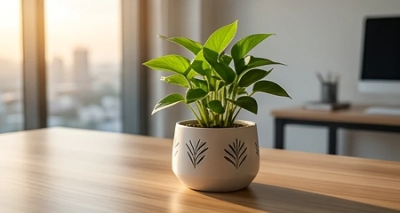 Hướng bàn làm việc hợp tuổi Thân: Sơ đồ kê bàn và cách hóa giải 8 Chậu cây phong thủy bằng gốm sứ trắng phù hợp với bản mệnh đặt trên bàn làm việc hiện đại