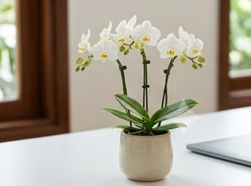Chậu hoa lan hồ điệp mini để bàn với 3 cành vươn cao tràn đầy sinh khí Dương