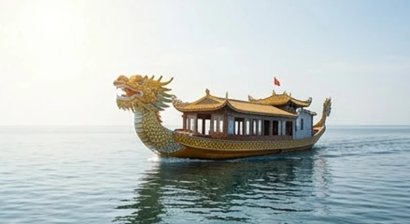 Mơ thấy đi thuyền điềm gì: Giải mã tâm lý & con số may mắn 5 Chiếc thuyền rồng lộng lẫy uy nghi lướt băng băng trên mặt biển lớn phẳng lặng dưới ánh nắng rực rỡ
