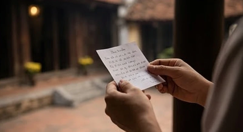 Văn khấn xin lộc Đền Ghềnh: Hướng dẫn cầu tài, sắm lễ chi tiết 5 Tờ giấy nhỏ ghi chép cẩn thận các ý chính của bài khấn dâng Mẫu Đền Ghềnh