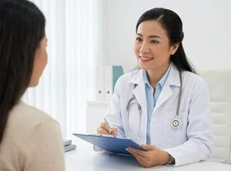 Bác sĩ tư vấn phác đồ điều trị và chi phí tẩy nốt ruồi cho bệnh nhân tại phòng khám