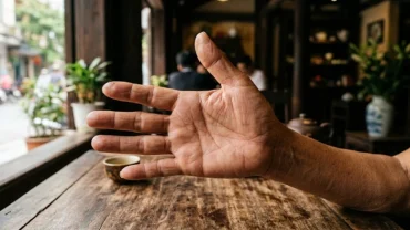 Cận cảnh lòng bàn tay có đường chỉ tay chữ M rõ nét của một người Việt Nam