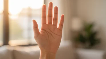 Lòng bàn tay có đường chỉ tay chữ M ở nữ hằn sâu rõ nét dưới ánh sáng tự nhiên ấm áp