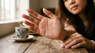 Cận cảnh lòng bàn tay có đường chỉ tay chữ m tay phải nữ thể hiện tính cách tự lập và sự nghiệp vững chắc
