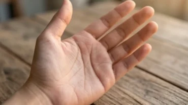 Đường chỉ tay chữ M tay trái nữ hiện lên rõ nét và liền mạch trên lòng bàn tay dưới ánh sáng mặt trời tự nhiên