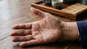Hình ảnh cận cảnh lòng bàn tay người Việt có đường chỉ tay chữ xuyên rõ nét mang ý nghĩa phong thủy