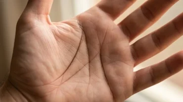 Bàn tay nổi bật với đường trí đạo hằn sâu, liền mạch và dài qua ngón áp út, dấu hiệu của chỉ tay có trí nhớ tốt