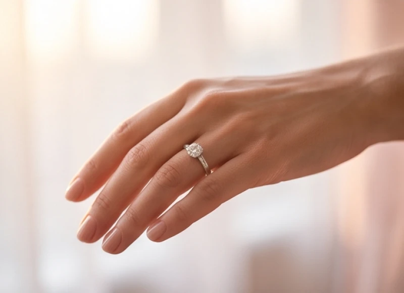 Ngôi sao giao cắt trên đường chỉ tay của phụ nữ hoặc chiếc nhẫn cưới lấp lánh trên ngón tay