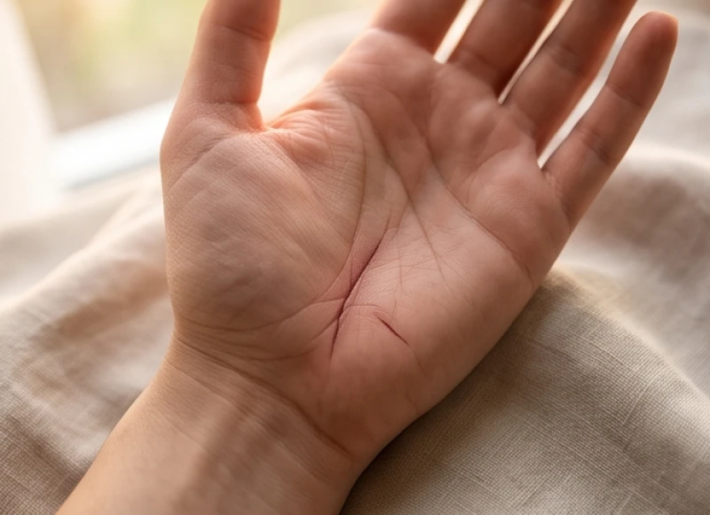 Dấu hiệu hình đuôi cá phân tách xuất hiện ở cuối đường sinh đạo gần phần cổ tay