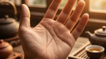 Cận cảnh lòng bàn tay có đường chỉ tay hình đuôi cá rõ nét dưới ánh sáng tự nhiên