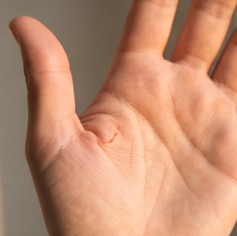 Điểm giao nhau của các nếp nhăn tạo thành biểu tượng ngôi sao nằm ngay dưới gốc ngón tay trỏ