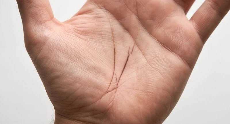 Đoạn cuối của đường sinh mệnh chẻ đôi với một nhánh phụ rõ nét hướng về gò Thái Âm