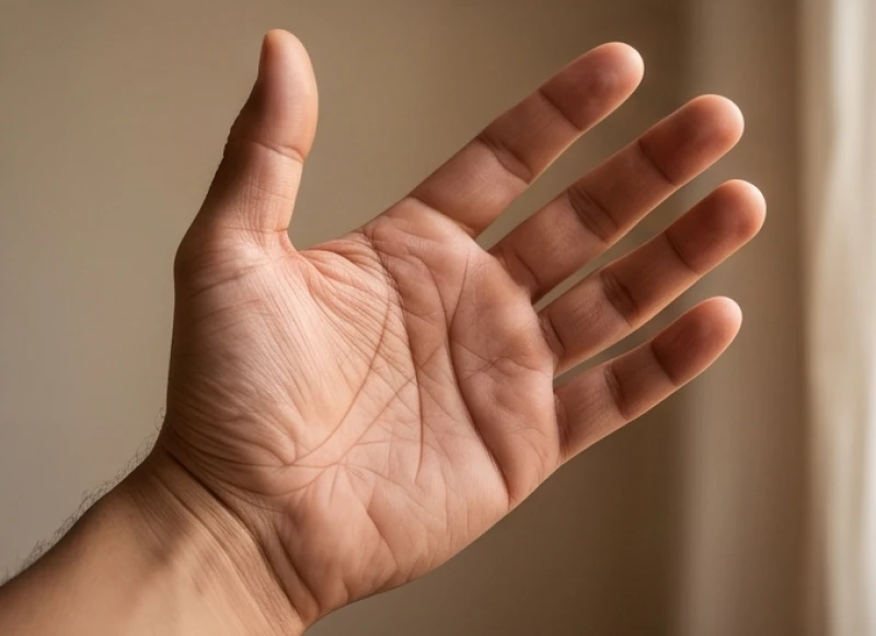 Bàn tay nam giới dày dặn với đường tâm đạo rẽ nhánh sâu và rõ nét thể hiện trách nhiệm