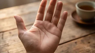 Bàn tay có đường chỉ tay tam xiên đuôi phượng rõ nét vươn lên các ngón