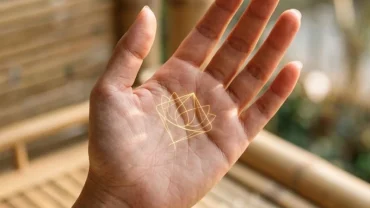 Cận cảnh lòng bàn tay có đường chỉ tay thuyền bát nhã khép kín mang ý nghĩa tích lũy tài sản
