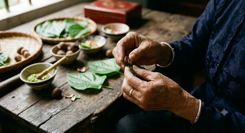 Văn khấn báo cáo gia tiên khi cưới hỏi: Bài cúng & trình tự 3 miền 12 Đại diện gia đình dùng tay xé lá trầu và bẻ đôi quả cau để chia lộc cưới cho những người thân thiết