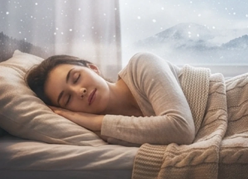 Mơ thấy tuyết rơi: Giải mã điềm báo & cách hóa giải rủi ro 1 Người phụ nữ đang ngủ say và chìm vào giấc chiêm bao thấy cảnh tuyết rơi êm đềm