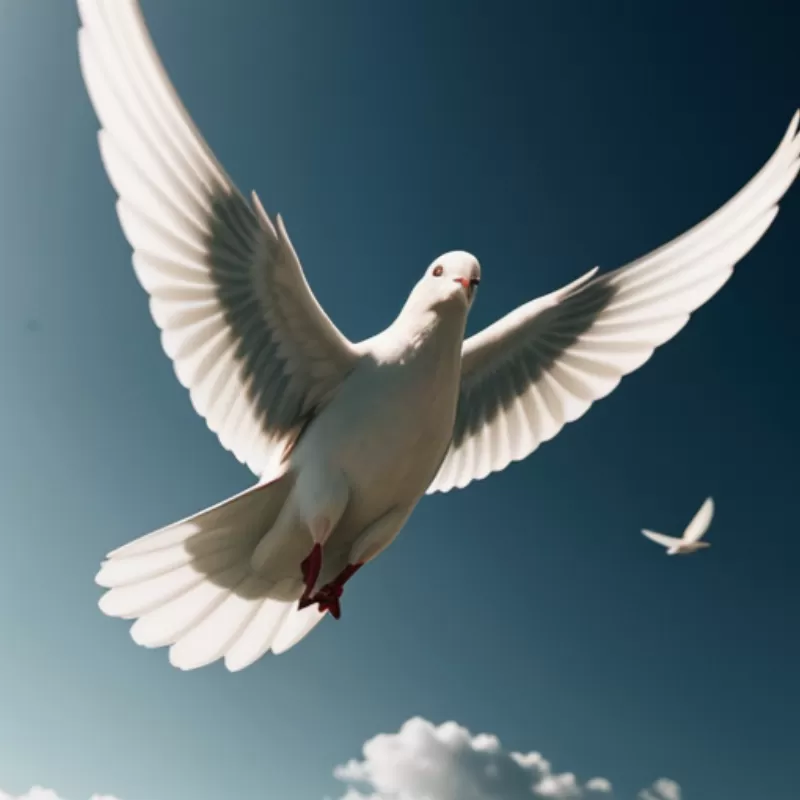 Chim bồ câu trắng bay trên bầu trời