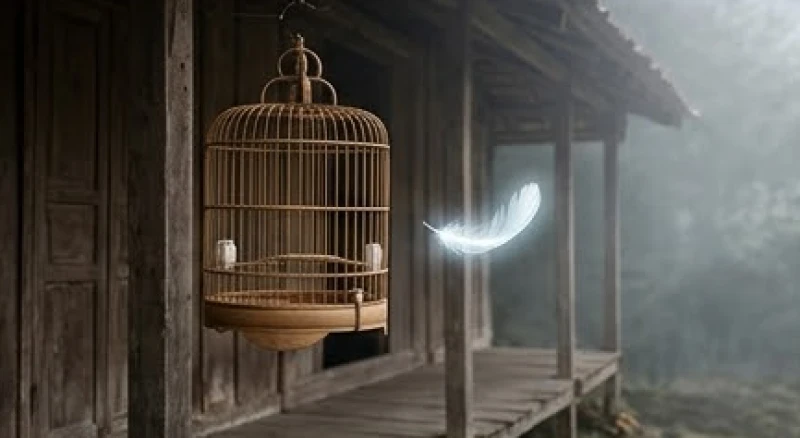 Mơ thấy động vật chết: Giải mã điềm báo và con số may mắn 3 Lồng chim trống rỗng treo trước hiên nhà gỗ truyền thống mang lại cảm giác tĩnh mịch