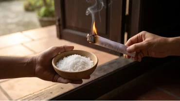 Nghi thức rắc muối và hơ lửa hóa giải điềm báo chim sẻ chết trong nhà là điềm gì tại cửa chính