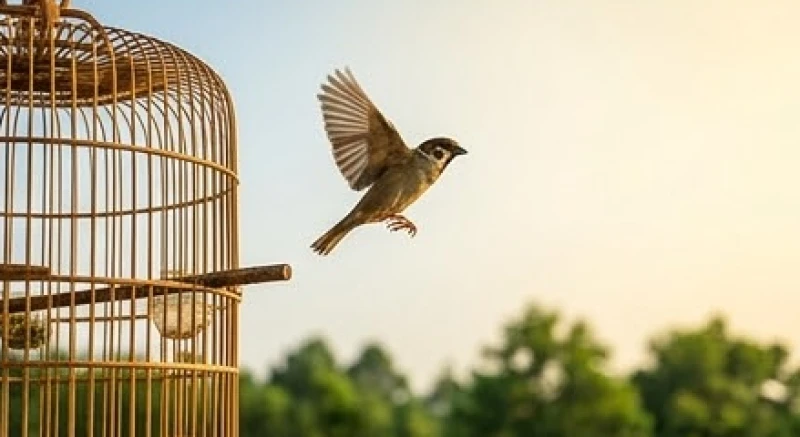 Văn khấn thả chim phóng sinh: Bài cúng chuẩn và cách thả an toàn 7 Một chú chim sẻ thoi thóp vừa được giải cứu đang vỗ cánh mạnh mẽ bay về phía bầu trời trong xanh