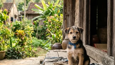 Chú chó nhỏ đi lạc trên con đường làng Việt Nam yên bình cùng nỗi băn khoăn chó bỏ nhà đi là điềm gì của người nuôi